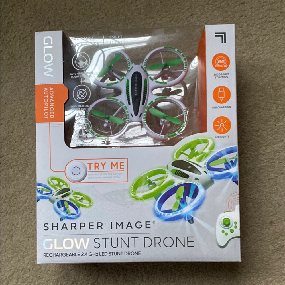 Sharper Image LED Stunt Drone with Green and Blue Lights